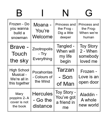 Disney Bingo! Bingo Card