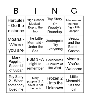 Disney Bingo! Bingo Card