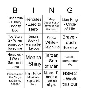 Disney Bingo! Bingo Card