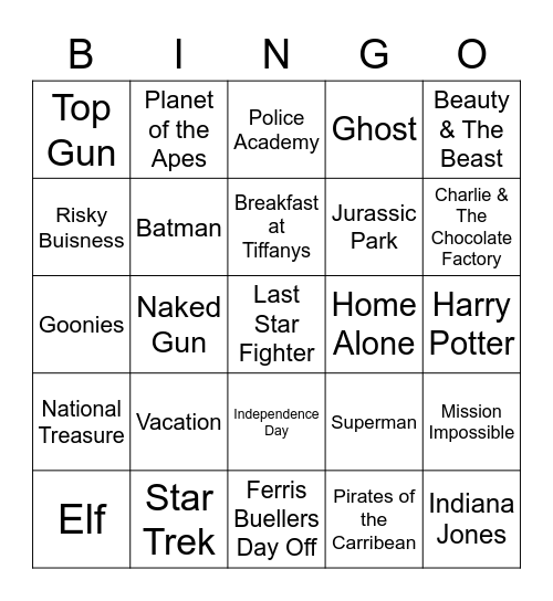 Ultimate Movies 2 Bingo Card