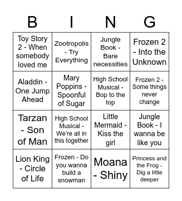 Disney Bingo! Bingo Card