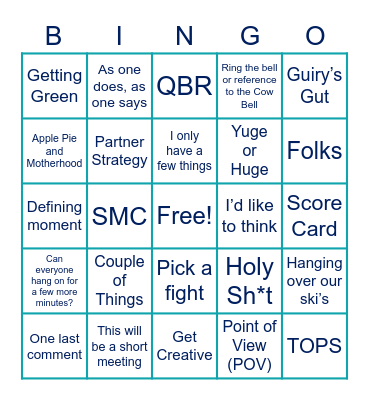 Weekly Call Bingo Card