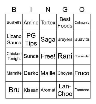 Unilever Brands Bingo Card