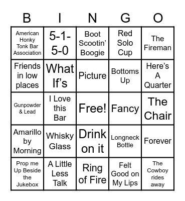 Donkeys Country Bingo Card