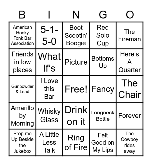 Donkeys Country Bingo Card