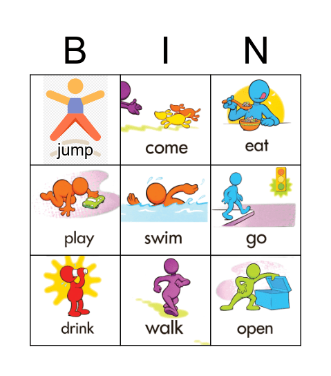 Action Verbs Bingo Card