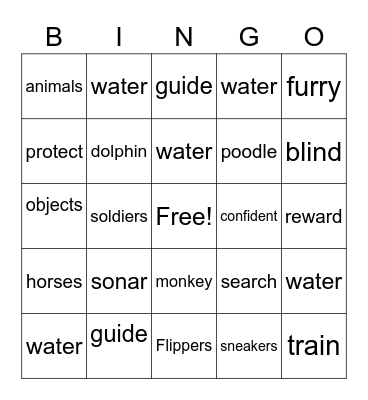 Liam’s Bingo Card