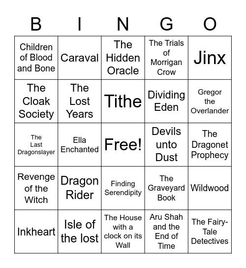 Fantasy Bingo Card