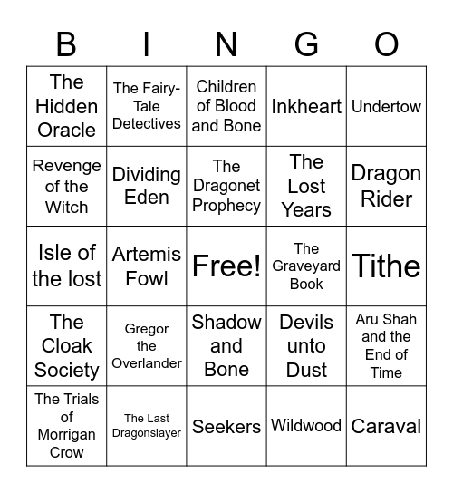 Fantasy Bingo Card