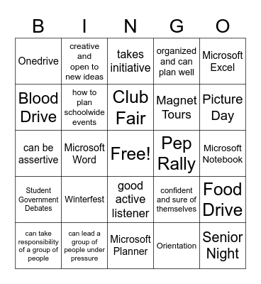 Leadership Stars Bingo Card