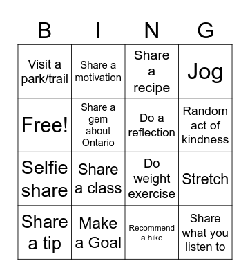 STEP-tember! Bingo Card