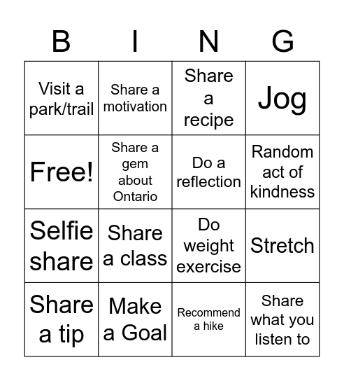 STEP-tember! Bingo Card