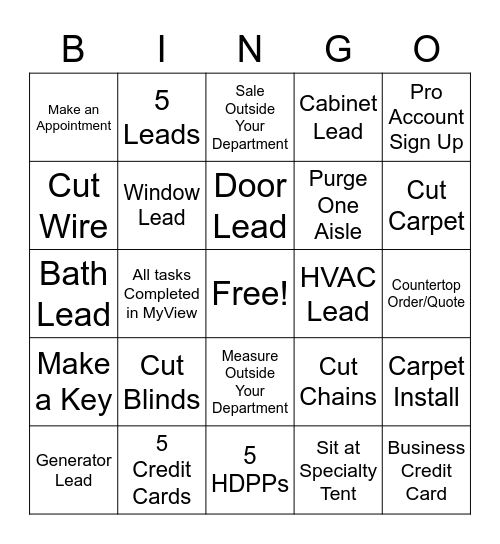 HD Specialty Bingo Card
