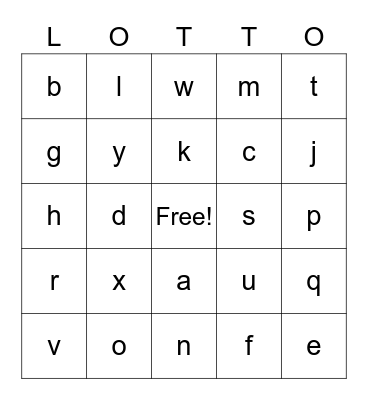 French Alphabet Bingo Card
