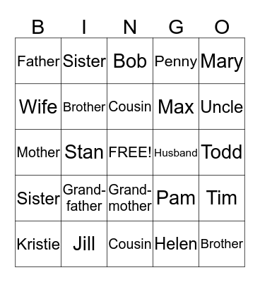 Family Tree Bingo! Bingo Card