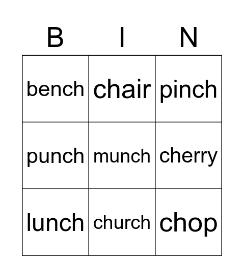 ch bingo Card