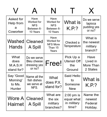 National Healthcare Food Service Week Bingo Card