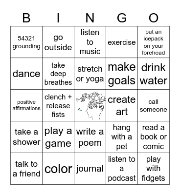 COPING SKILL BINGO Card