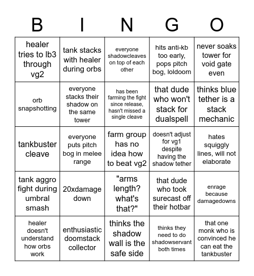 e10s party finder experience Bingo Card