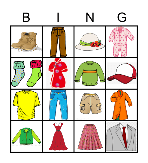 Nihao 2 L4.1 CLOTHES Bingo Card