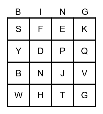 Alphabet Bingo Card