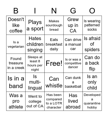 Study.com New Hire Meet n' Greet Bingo Card