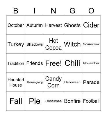 TriPlus Autumn Bingo Card