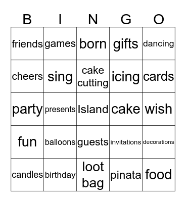 Birthday Bingo Card