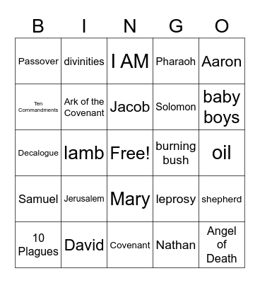 Moses - Isaiah Review Bingo Card