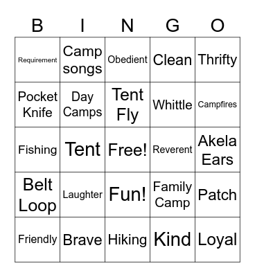 A Scout is Friendly - Pack 324 Bingo Card