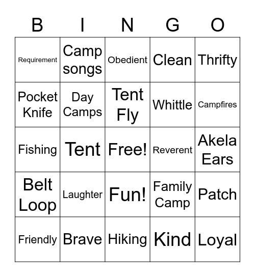 A Scout is Friendly - Pack 324 Bingo Card