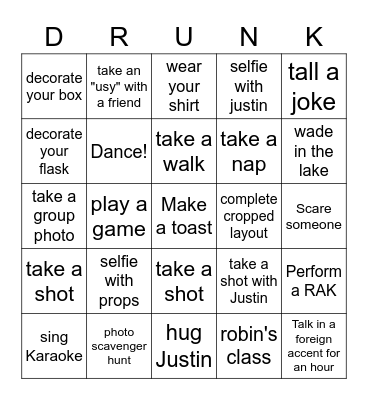 GPS Party Girls Bingo Card