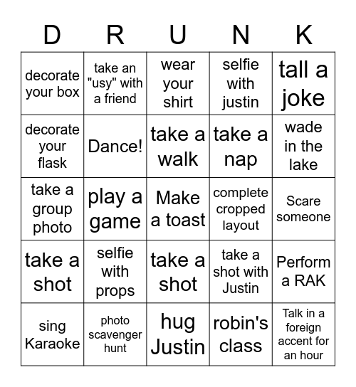 GPS Party Girls Bingo Card