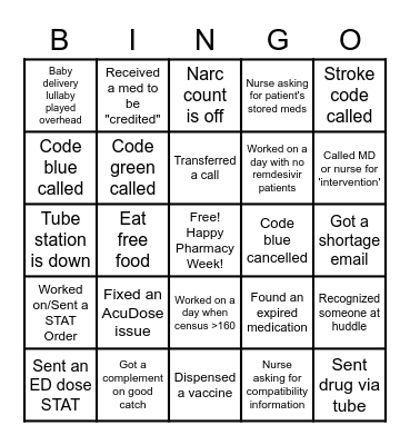 ST MARY PHARMACY WEEK 2021 Bingo Card