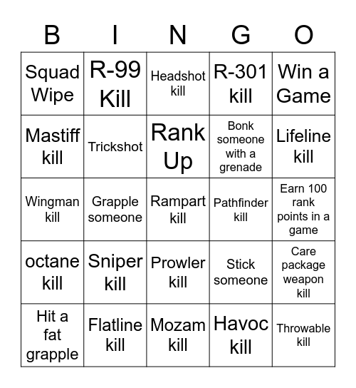 Apex Bingo Card