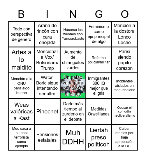 Debate Commievision Bingo Card