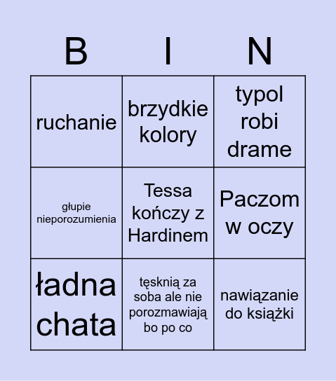 Afterek Bingo Card