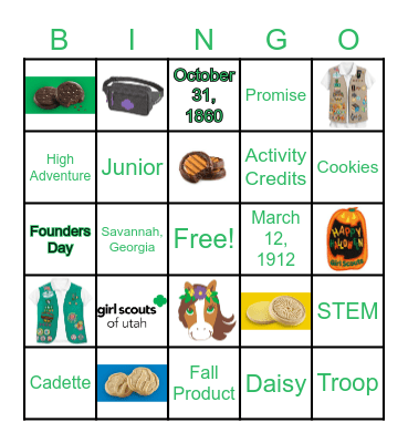 Juliette Gordon Low Halloween Bingo Card