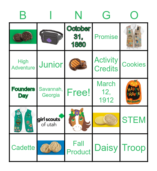 Juliette Gordon Low Halloween Bingo Card