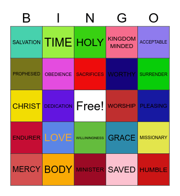 ROMANS 12:1-21 Bingo Card