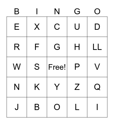 SPANISH ALPHABET Bingo Card