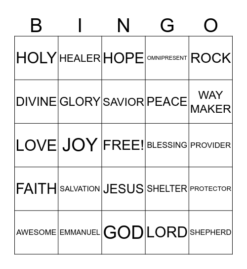 RELIGIOUS Bingo Card