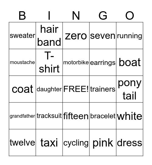 Unit 1-3 Bingo Card