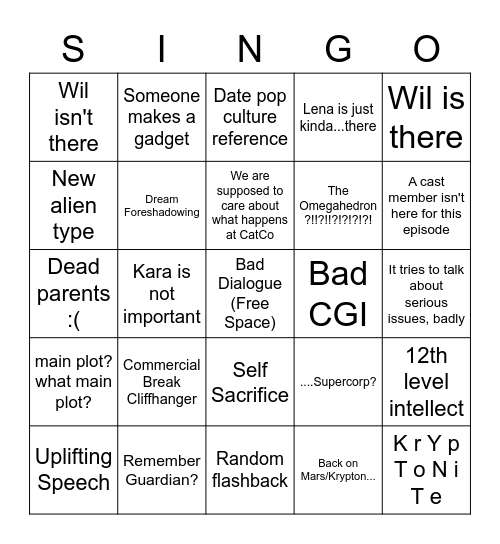 SINGO VOLUME 3: RIP LEX EDITION Bingo Card