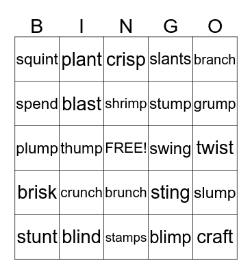 blend with 5 sounds Bingo Card