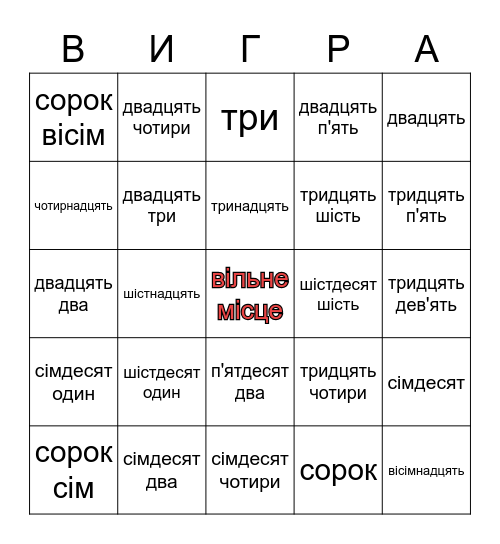 1 - 75 Bingo Card