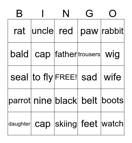 Unit 1-4 Bingo Card