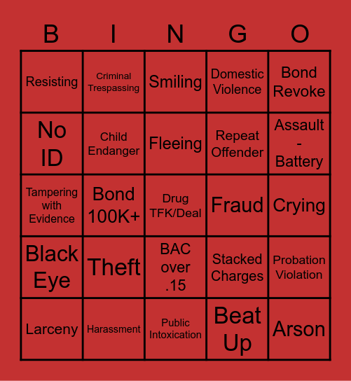 Mugshot Bingo Card