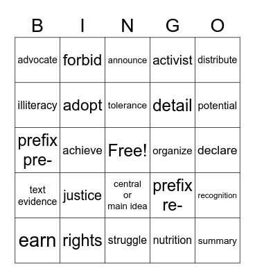 Workshop 1: Stand Up! Bingo Card