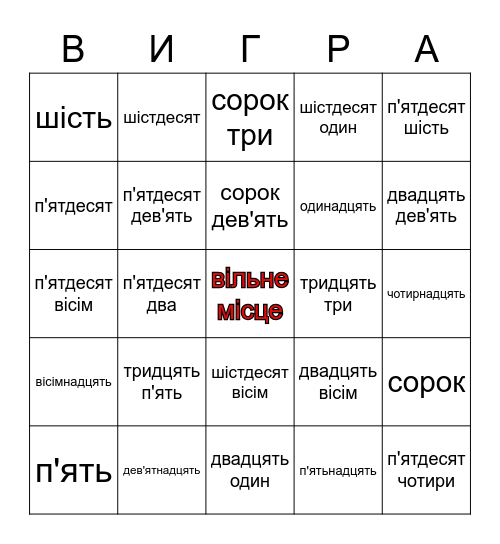 1 - 75 Bingo Card